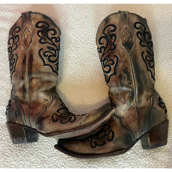 Corral Mens Cowboy Western Boots Brown Embroidered Leather 10M main image 4